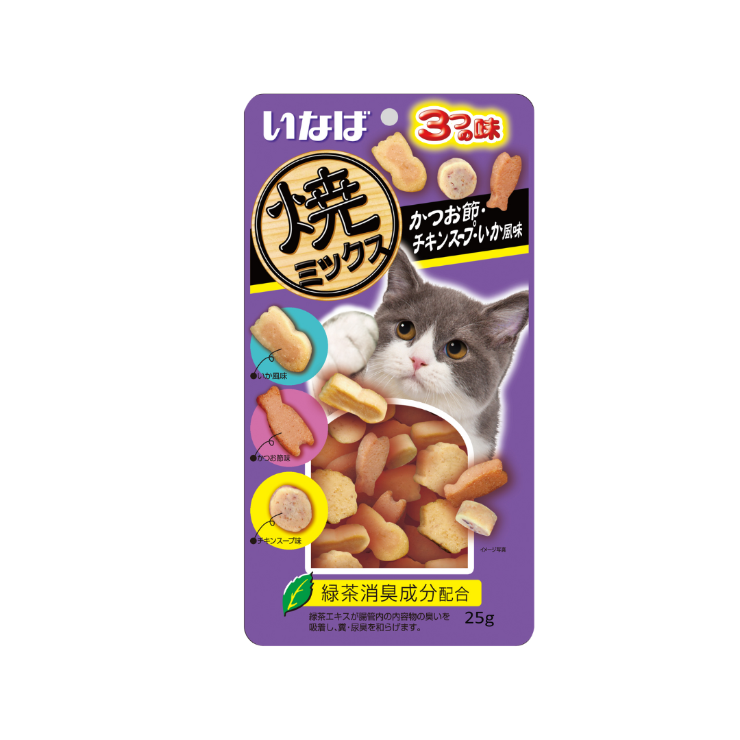 Ciao Soft Bits Tuna & Chicken Fillet Dried Bonito Chicken Soup & Squid Flavor 25g-Ciao-Catsmart-express