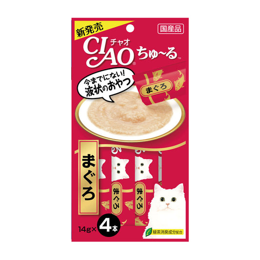 Ciao Chu ru Tuna Maguro with Added Vitamin and Green Tea Extract 14g x 4pcs-Ciao-Catsmart-express