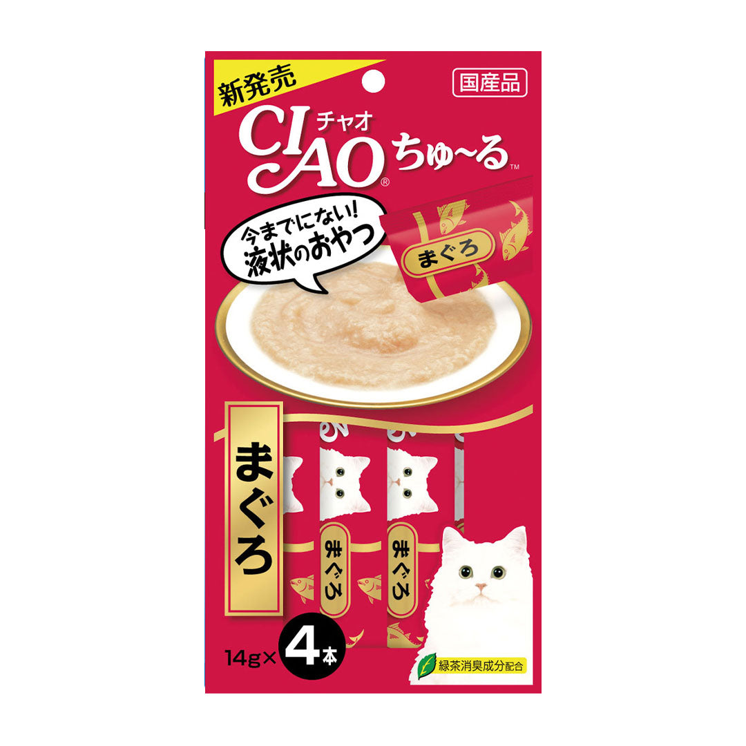 Ciao Chu ru Tuna Maguro with Added Vitamin and Green Tea Extract 14g x 4pcs (5 Packs)-Ciao-Catsmart-express
