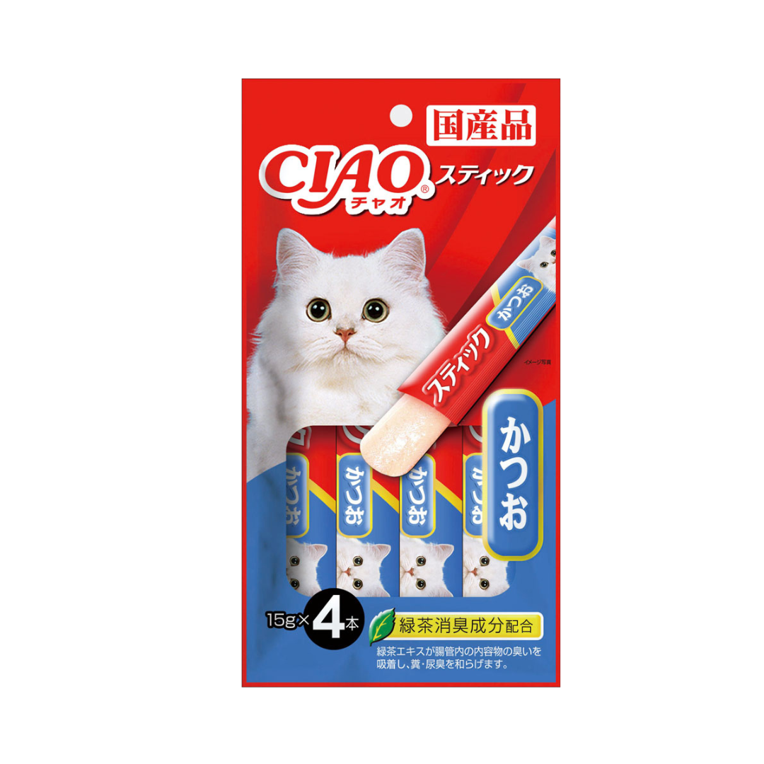 Ciao Stick Tuna Katsuo in Jelly with Added Vitamin and Green Tea Extract 14g x 4pcs-Ciao-Catsmart-express
