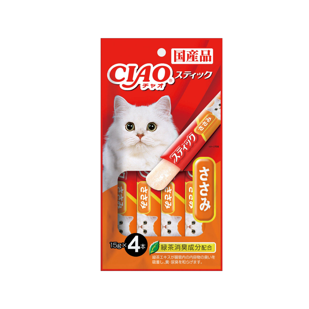 Ciao Stick Chicken Fillet in Jelly with Added Vitamin and Green Tea Extract 14g x 4pcs-Ciao-Catsmart-express