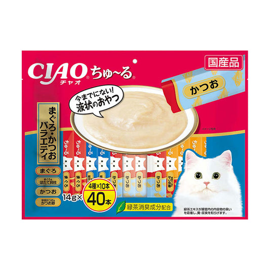 Ciao Chu ru Tuna Variety with Added Vitamin and Green Tea Extract 14g x 40pcs Series II-Ciao-Catsmart-express