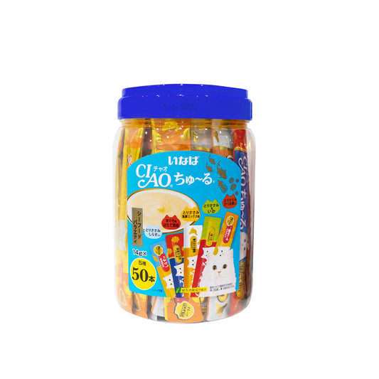 Ciao Chu ru Seafood with Added Vitamin and Green Tea Extract 14g x 50pcs-Ciao-Catsmart-express