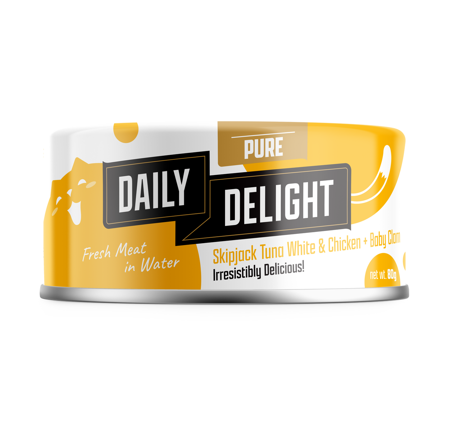 Daily Delight Pure Skipjack Tuna White & Chicken with Baby Clam 80g-Daily Delight-Catsmart-express