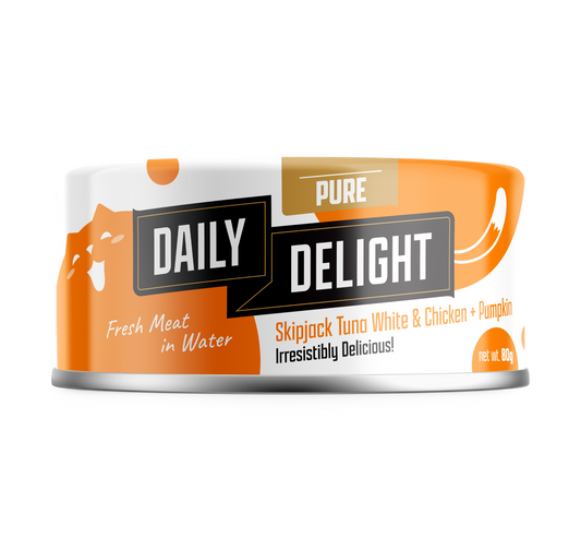 Daily Delight Pure Skipjack Tuna White & Chicken with Pumpkin 80g Carton (24 Cans)-Daily Delight-Catsmart-express