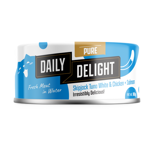 Daily Delight Pure Skipjack Tuna White & Chicken with Salmon 80g-Daily Delight-Catsmart-express