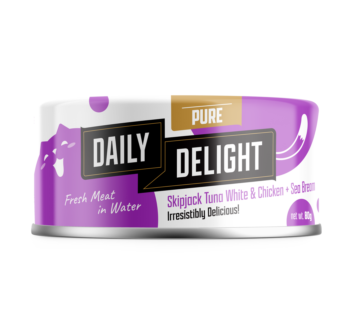 Daily Delight Pure Skipjack Tuna White & Chicken with Sea Bream 80g-Daily Delight-Catsmart-express