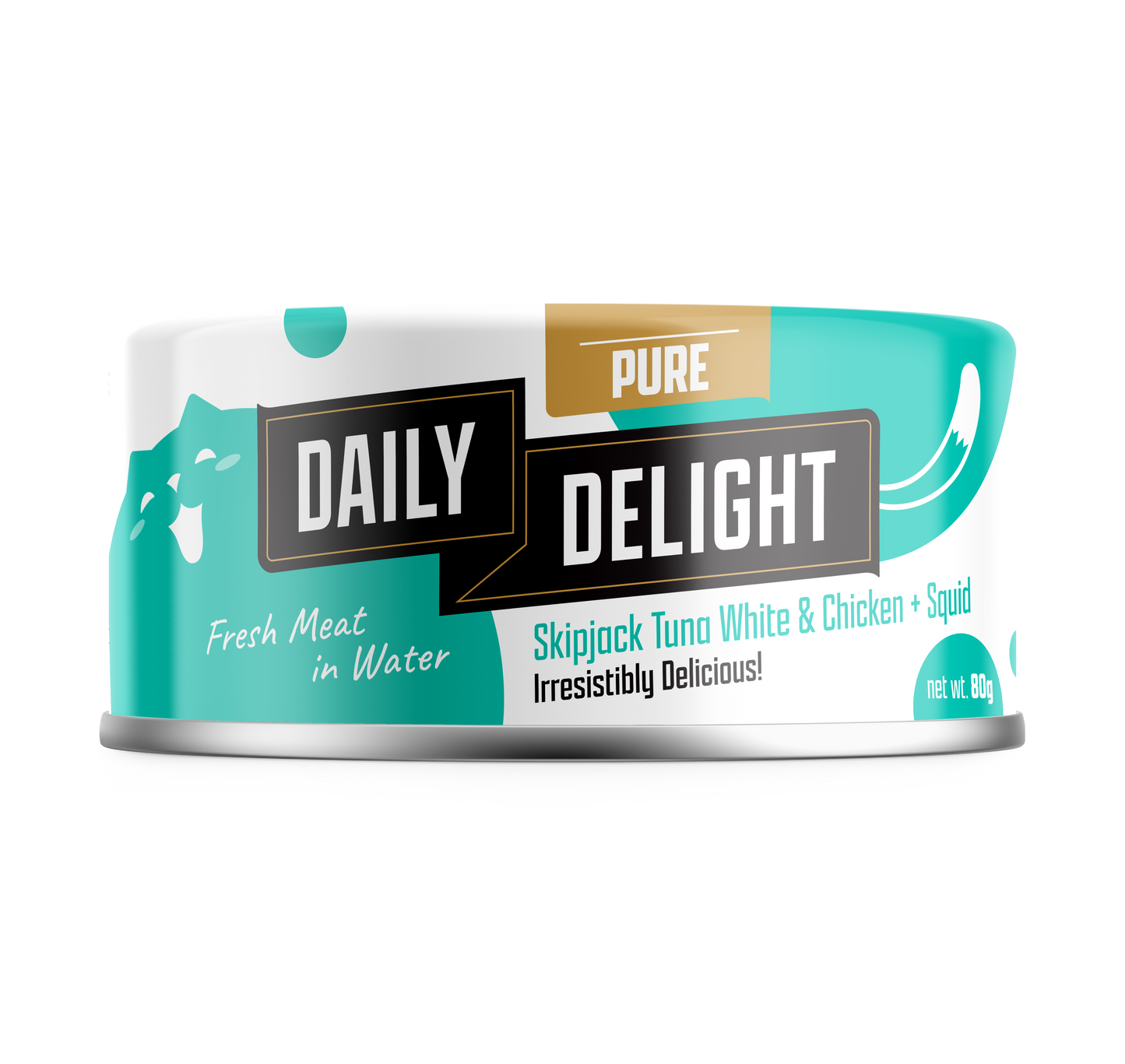 Daily Delight Pure Skipjack Tuna White & Chicken with Squid 80g-Daily Delight-Catsmart-express