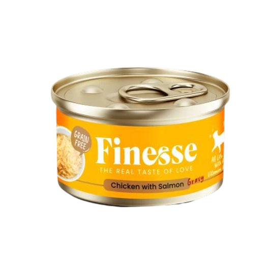 Finesse Grain-Free Chicken with Salmon in Gravy 85g Carton (24 Cans)-finesse-Catsmart-express