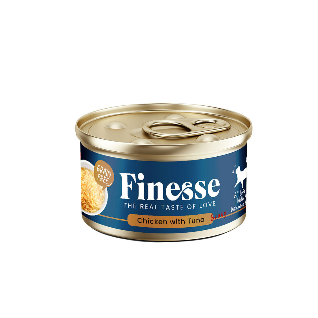 Finesse Grain-Free Chicken with Tuna in Gravy 85g Carton (24 Cans)-Finesse-Catsmart-express
