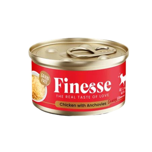 Finesse Grain-Free Chicken with Anchovies in Gravy 85g-Finesse-Catsmart-express