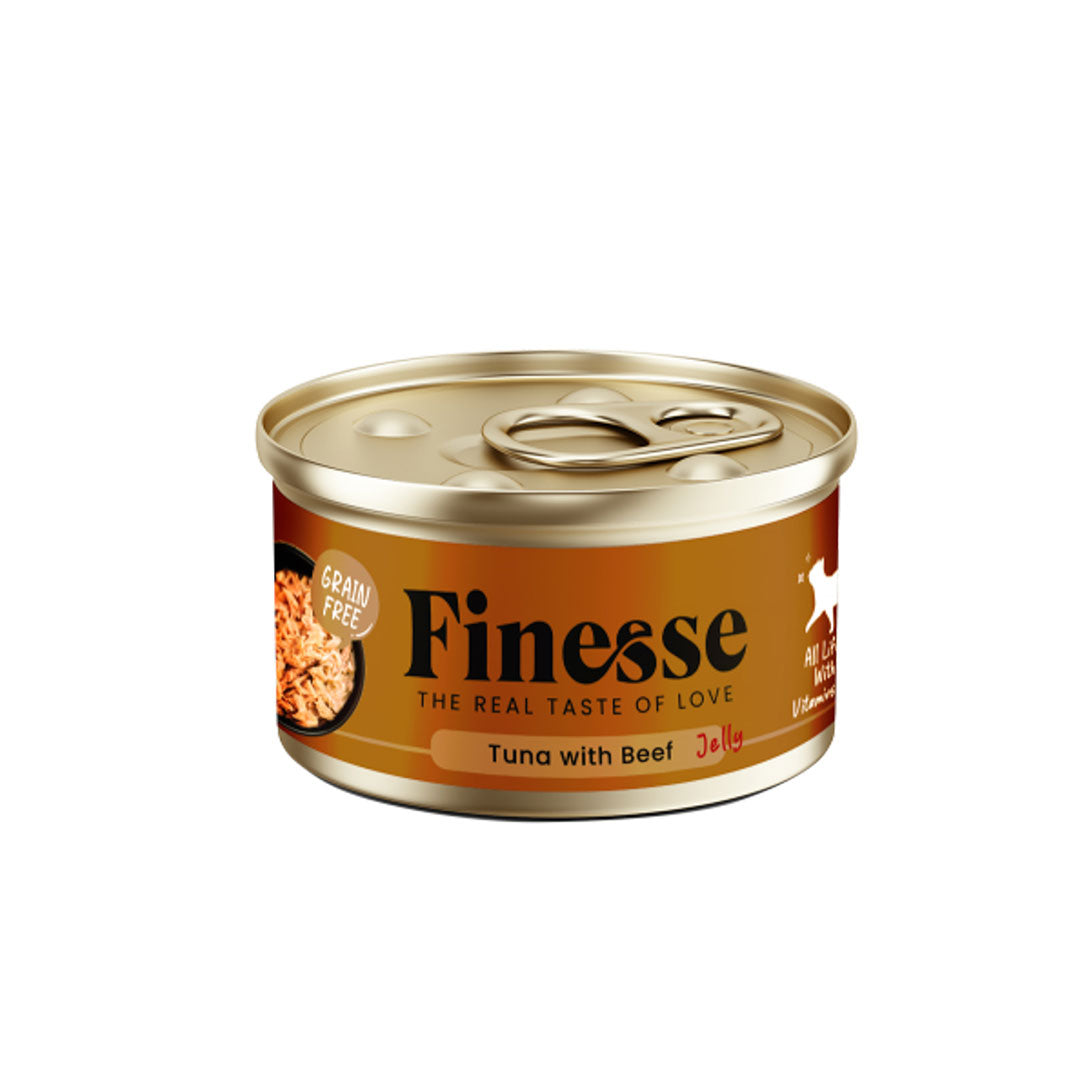 Finesse Grain-Free Tuna with Beef in Jelly 85g-Finesse-Catsmart-express