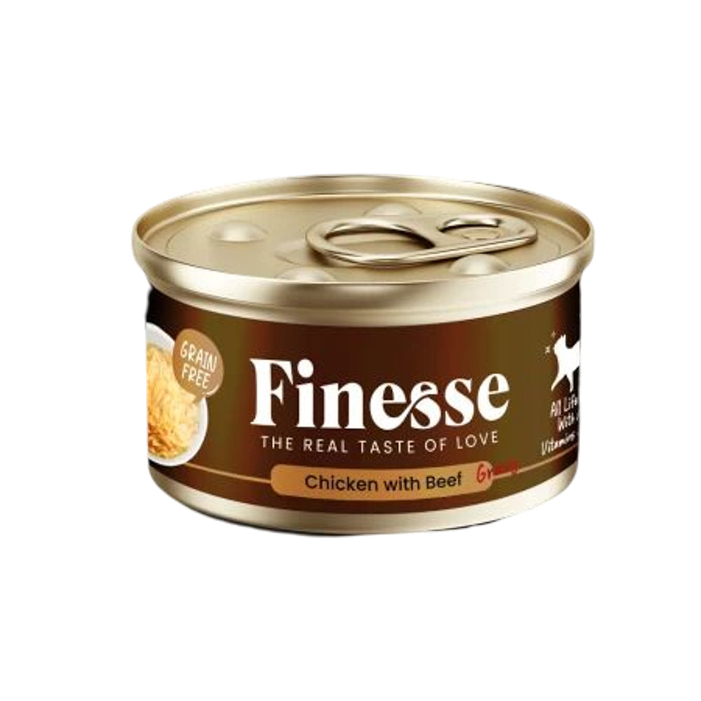 Finesse Grain-Free Chicken with Beef in Gravy 85g Carton (24 Cans)-Finesse-Catsmart-express