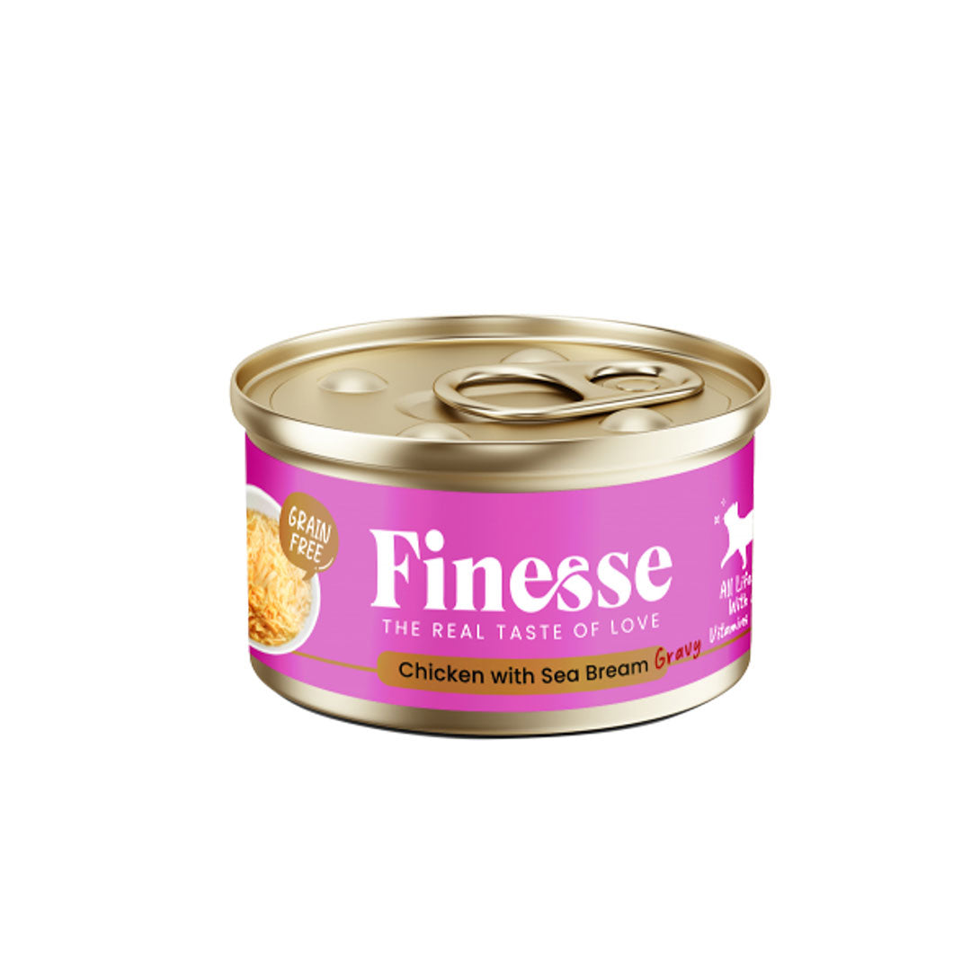 Finesse Grain-Free Chicken with Sea Bream in Gravy 85g-Finesse-Catsmart-express