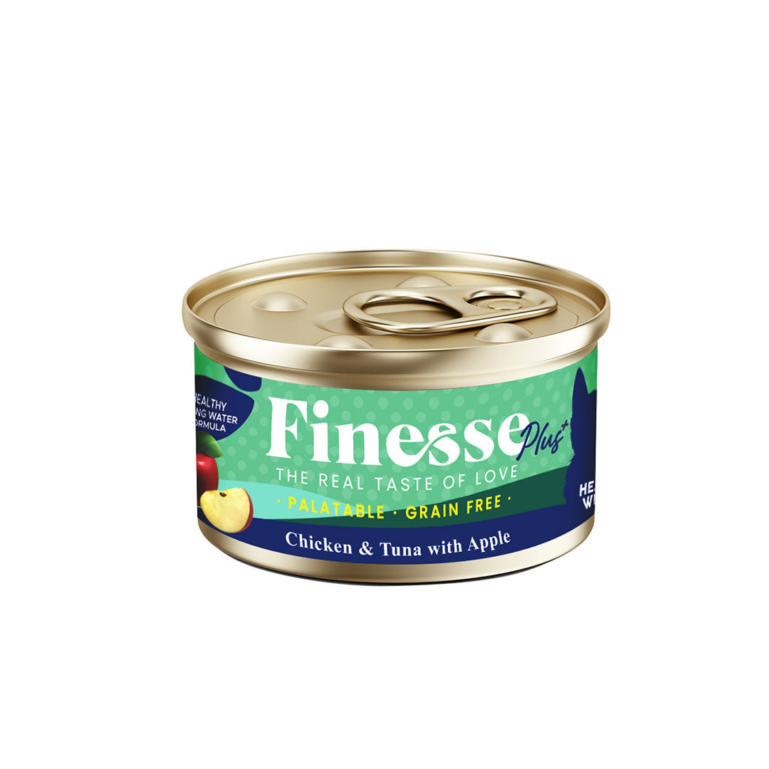 Finesse Plus Grain-Free Chicken and Tuna with Apple (Healthy Weight) 85g Carton (24 Cans)-Finesse-Catsmart-express
