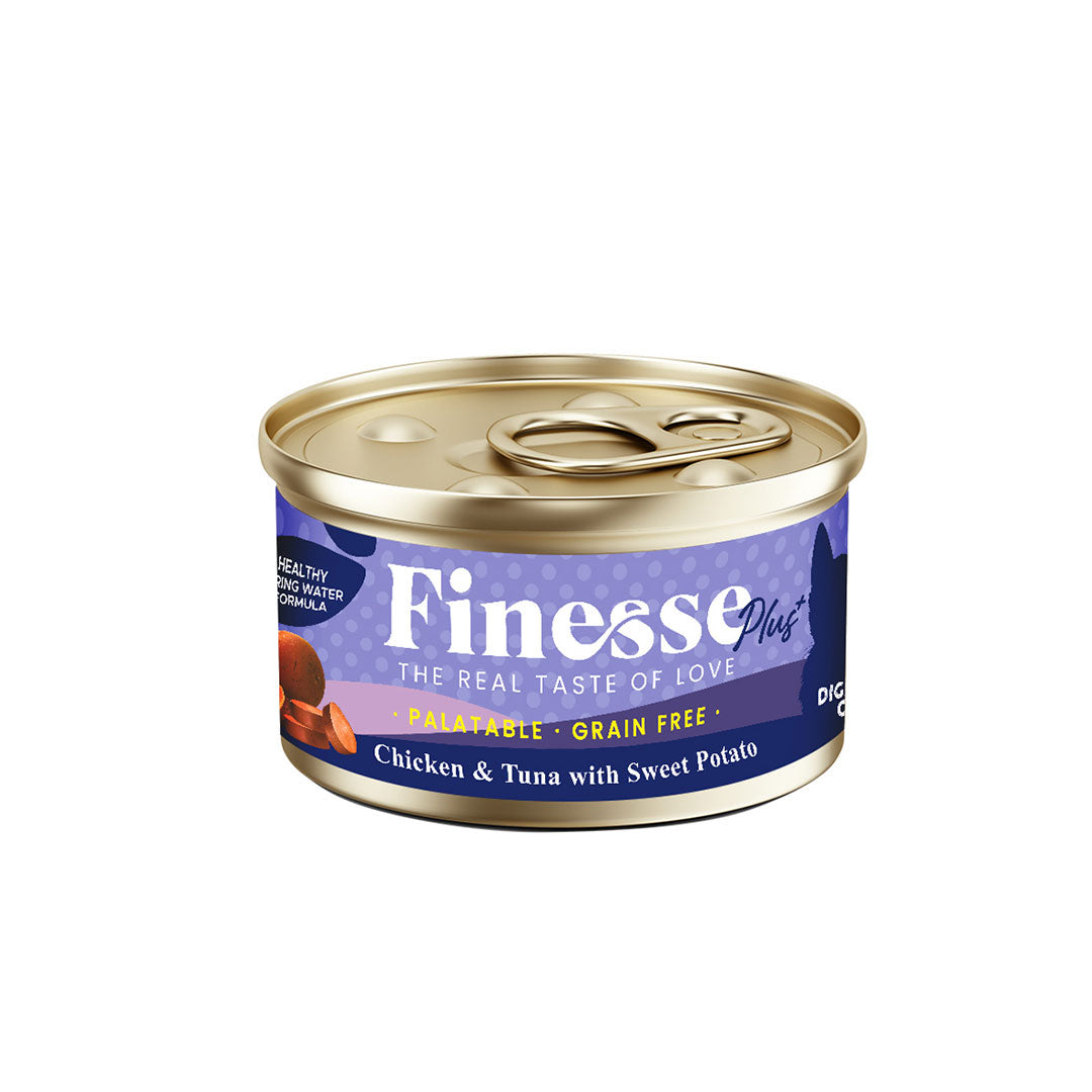 Finesse Plus Grain-Free Chicken and Tuna with Sweet Potato (Digestive Care) 85g Carton (24 Cans)-Finesse-Catsmart-express