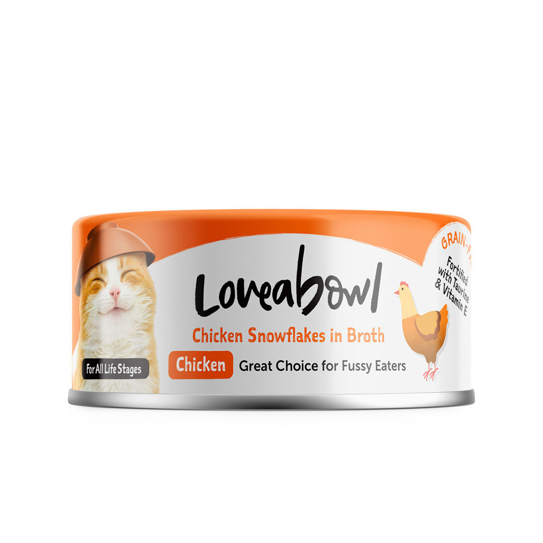 Loveabowl Grain-Free Chicken Snowflakes In Broth 70g Carton (24 Cans)-Loveabowl-Catsmart-express