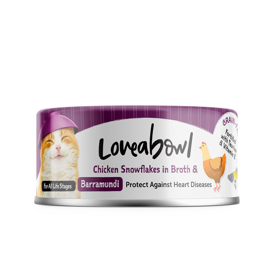 Loveabowl Grain-Free Chicken Snowflakes In Broth With Barramundi 70g-Loveabowl-Catsmart-express