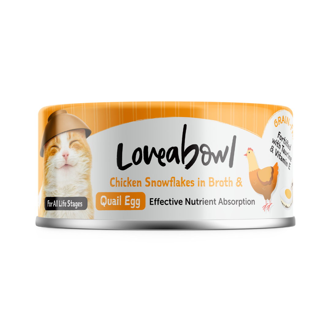 Loveabowl Grain-Free Chicken Snowflakes In Broth With Quail Egg 70g Carton (24 Cans)-Loveabowl-Catsmart-express