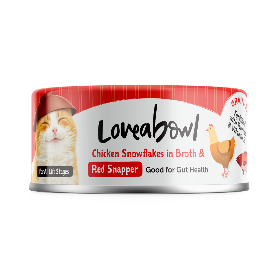 Loveabowl Grain-Free Chicken Snowflakes In Broth With Red Snapper 70g-Loveabowl-Catsmart-express