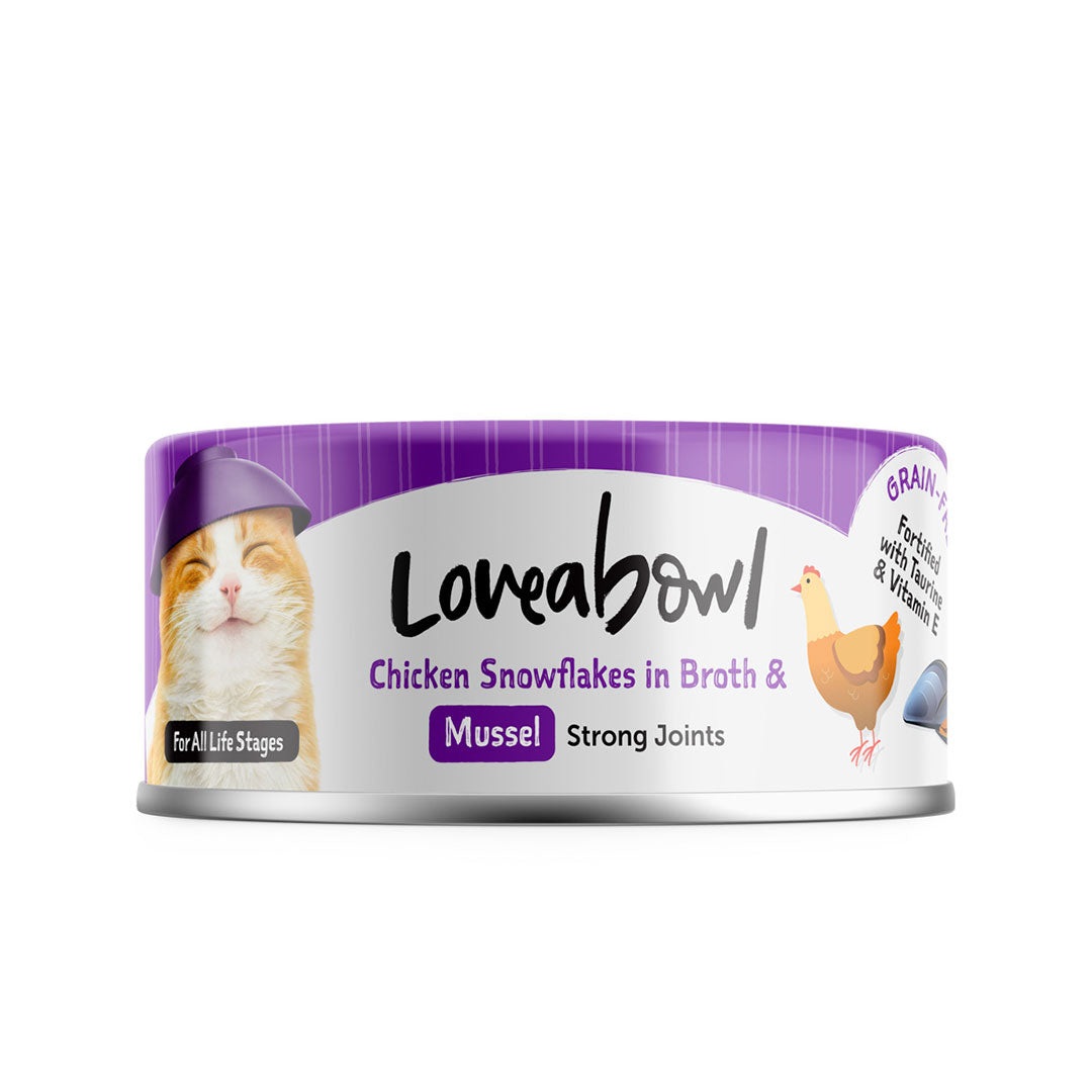 Loveabowl Grain-Free Chicken Snowflakes In Broth With Mussel 70g-Loveabowl-Catsmart-express