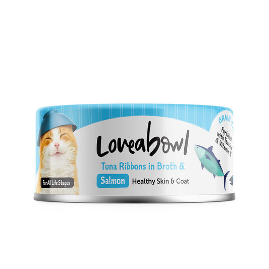 Loveabowl Grain-Free Tuna Ribbons in Broth With Salmon 70g Carton (24 Cans)-Loveabowl-Catsmart-express