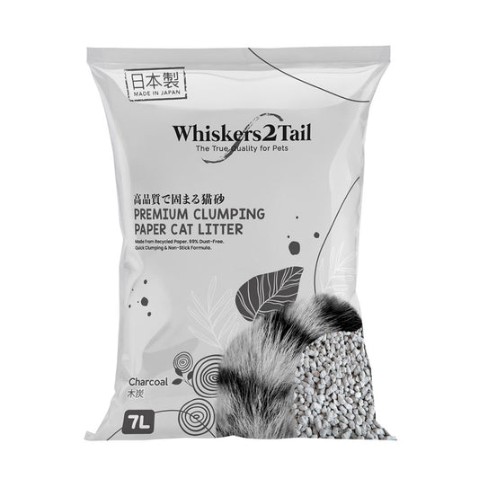 Whiskers2Tail Premium Clumping Paper Cat Litter Charcoal 7L (4 Packs)-Whiskers2Tail-Catsmart-express