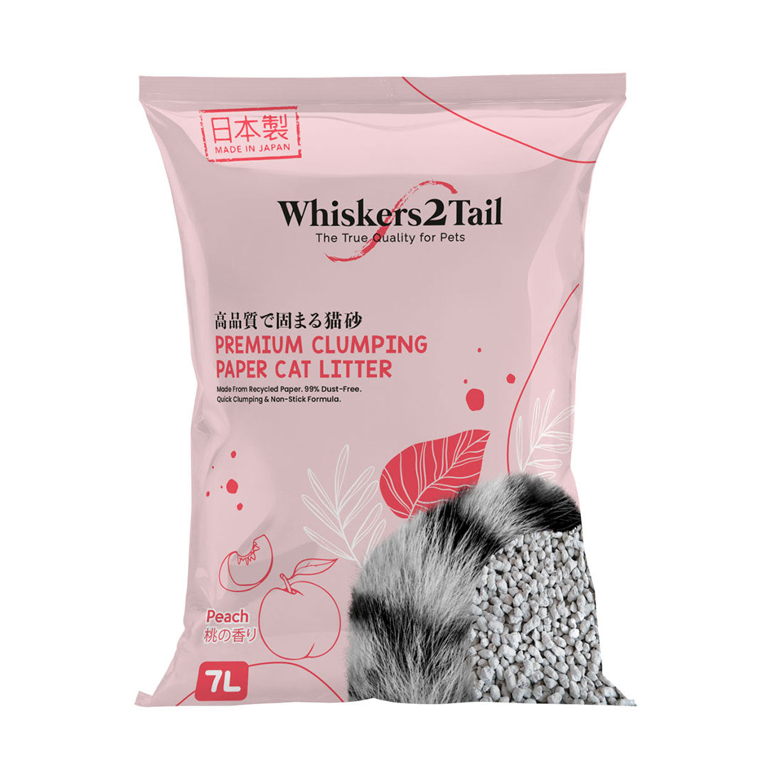 Whiskers2Tail Premium Clumping Paper Cat Litter Peach 7L-Whiskers2Tail-Catsmart-express