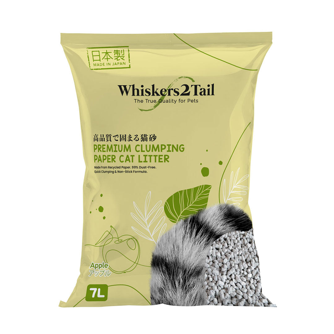 Whiskers2Tail Premium Clumping Paper Cat Litter Apple 7L-Whiskers2Tail-Catsmart-express
