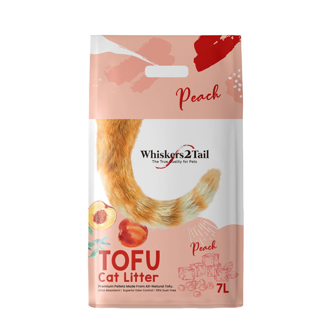 Whiskers2Tail Tofu Cat Litter Peach 7L (3 Packs)-Whiskers2Tail-Catsmart-express