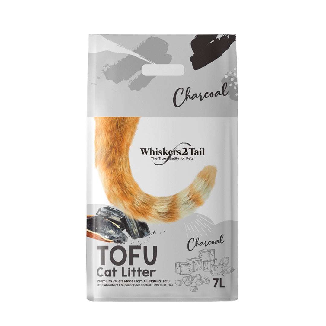 Whiskers2Tail Tofu Cat Litter Charcoal 7L (3 Packs)-Whiskers2Tail-Catsmart-express