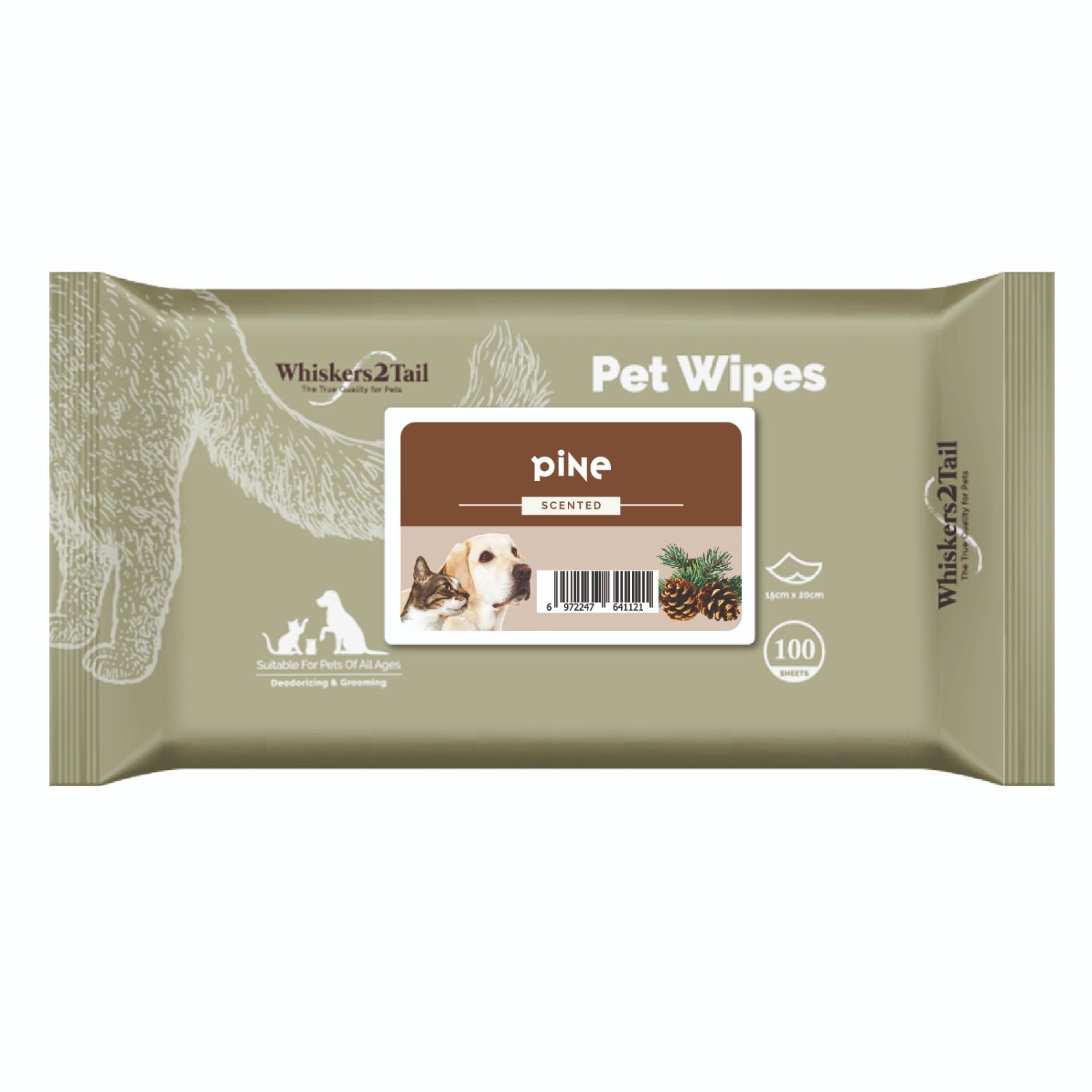 Whiskers2Tail Pet Wipes 100's Pine-Whiskers2Tail-Catsmart-express