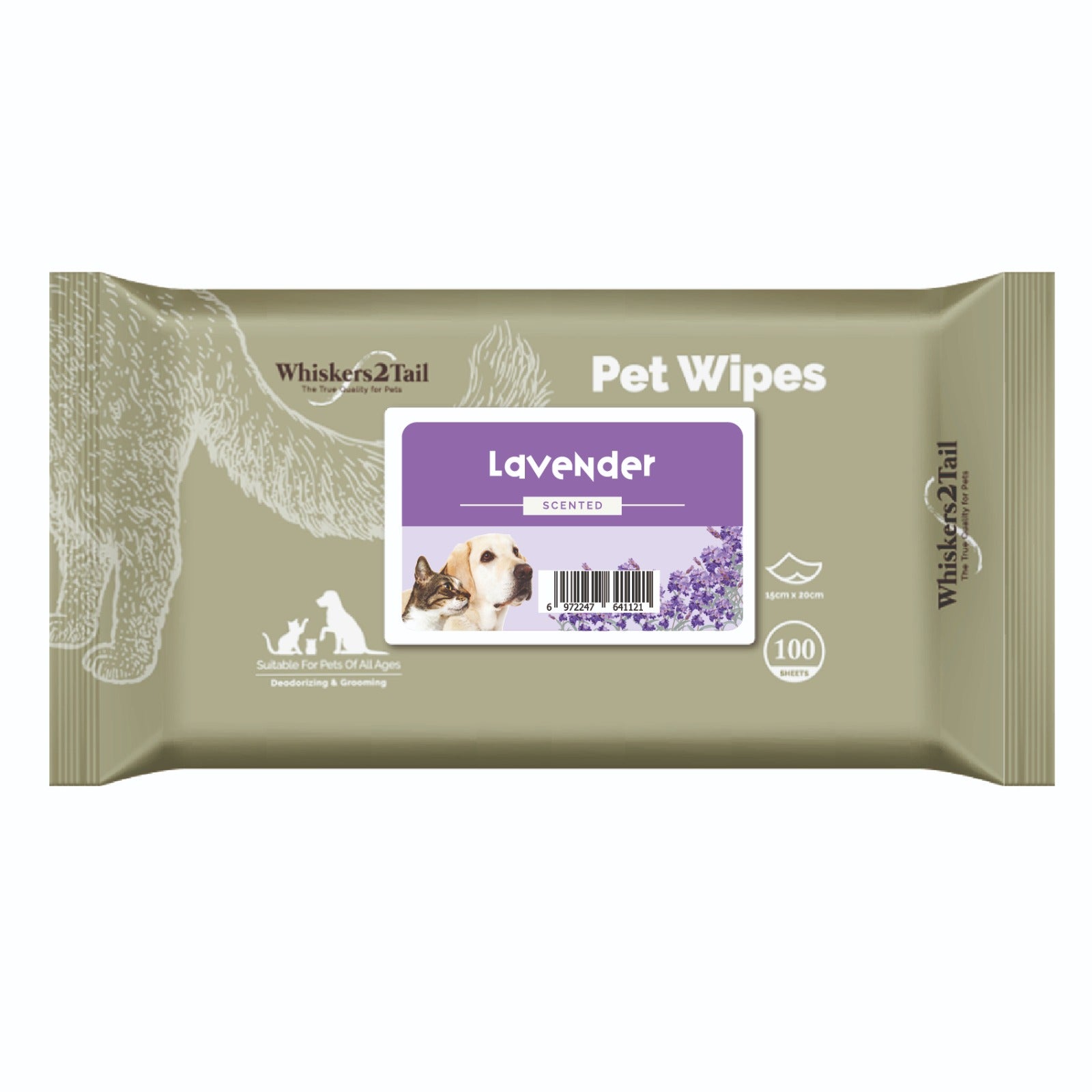 Whiskers2Tail Pet Wipes 100's Lavender-Whiskers2Tail-Catsmart-express