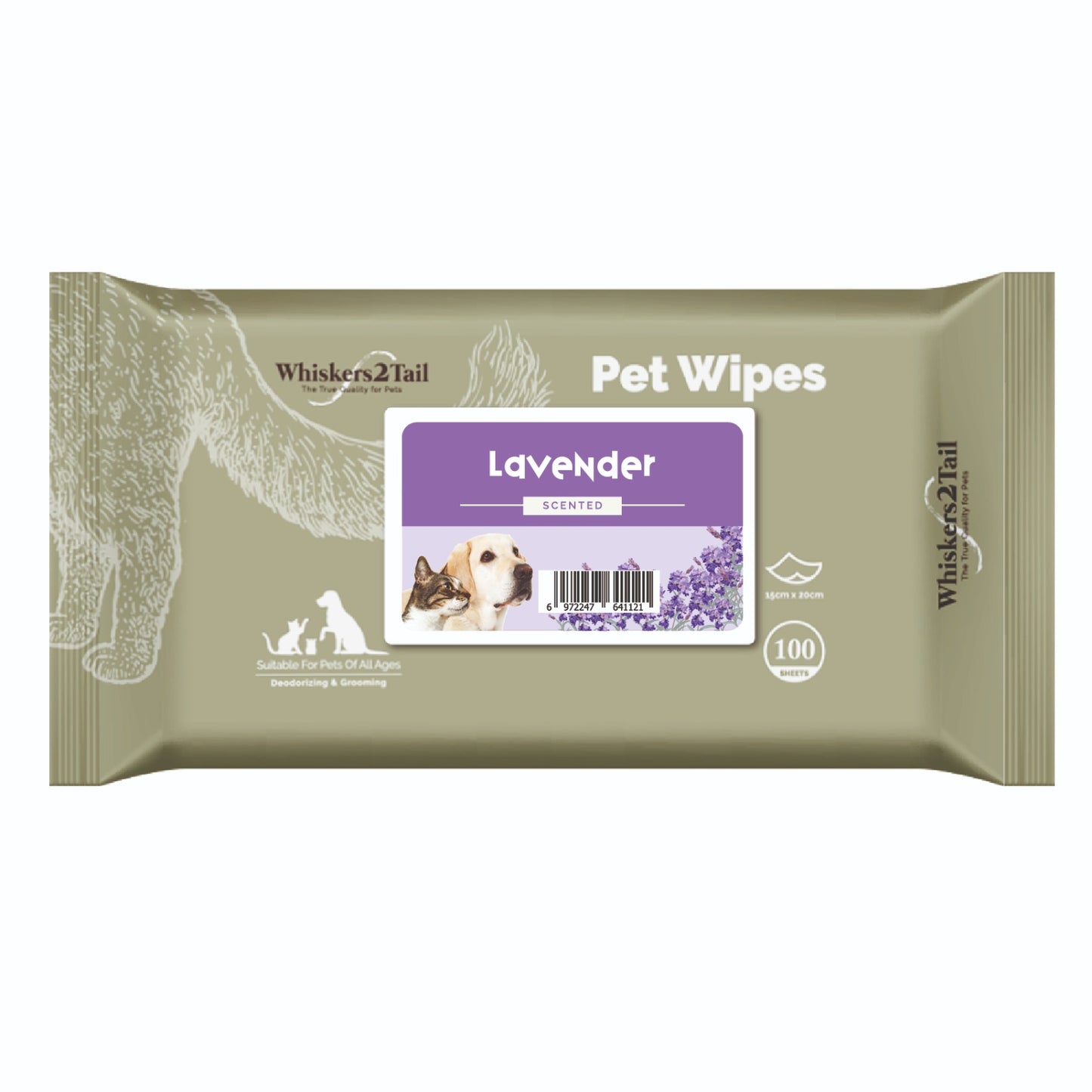 Whiskers2Tail Pet Wipes 100's Lavender (6 Packs)-Whiskers2Tail-Catsmart-express