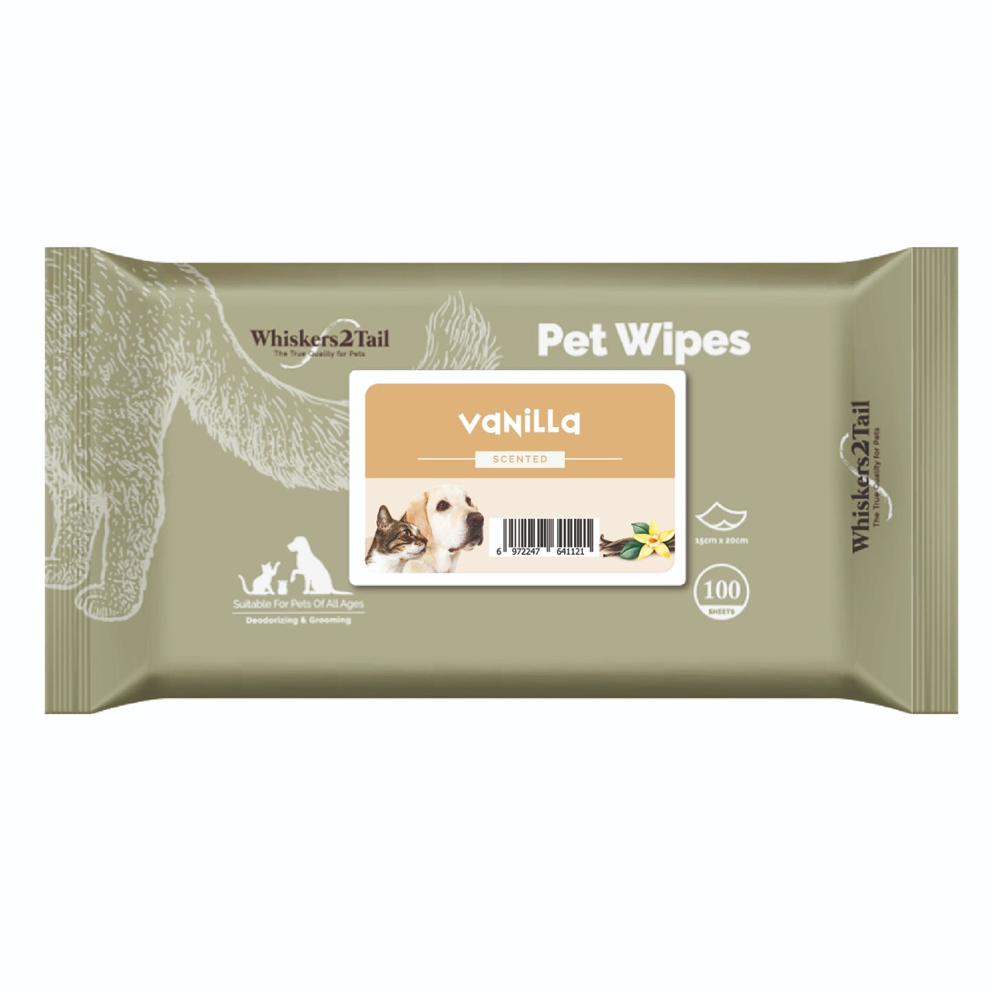 Whiskers2Tail Pet Wipes 100's Vanilla-Whiskers2Tail-Catsmart-express