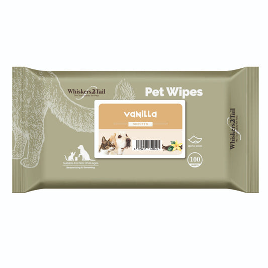 Whiskers2Tail Pet Wipes 100's Vanilla (6 Packs)-Whiskers2Tail-Catsmart-express