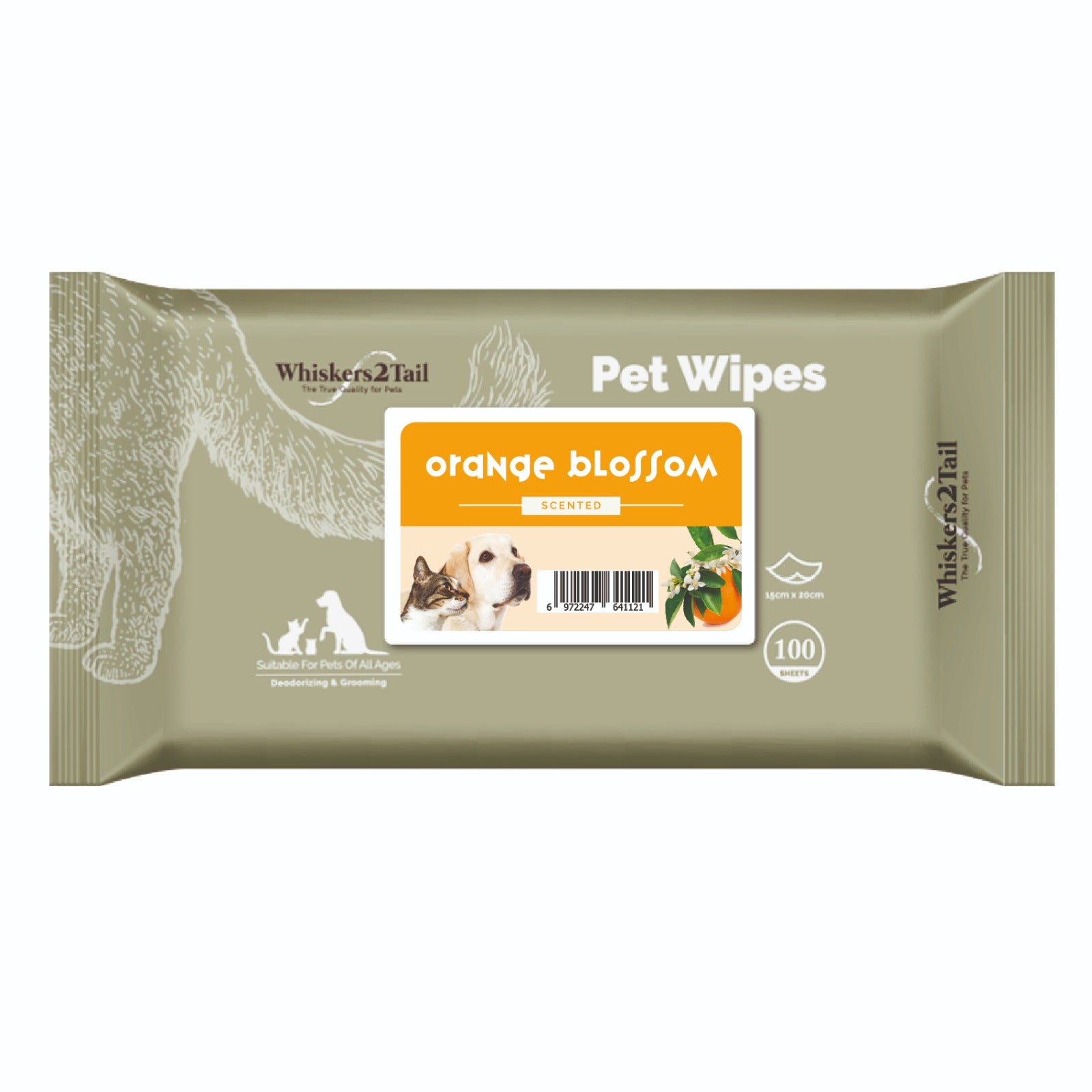 Whiskers2Tail Pet Wipes 100's Orange Blossom (3 Packs)-Whiskers2Tail-Catsmart-express