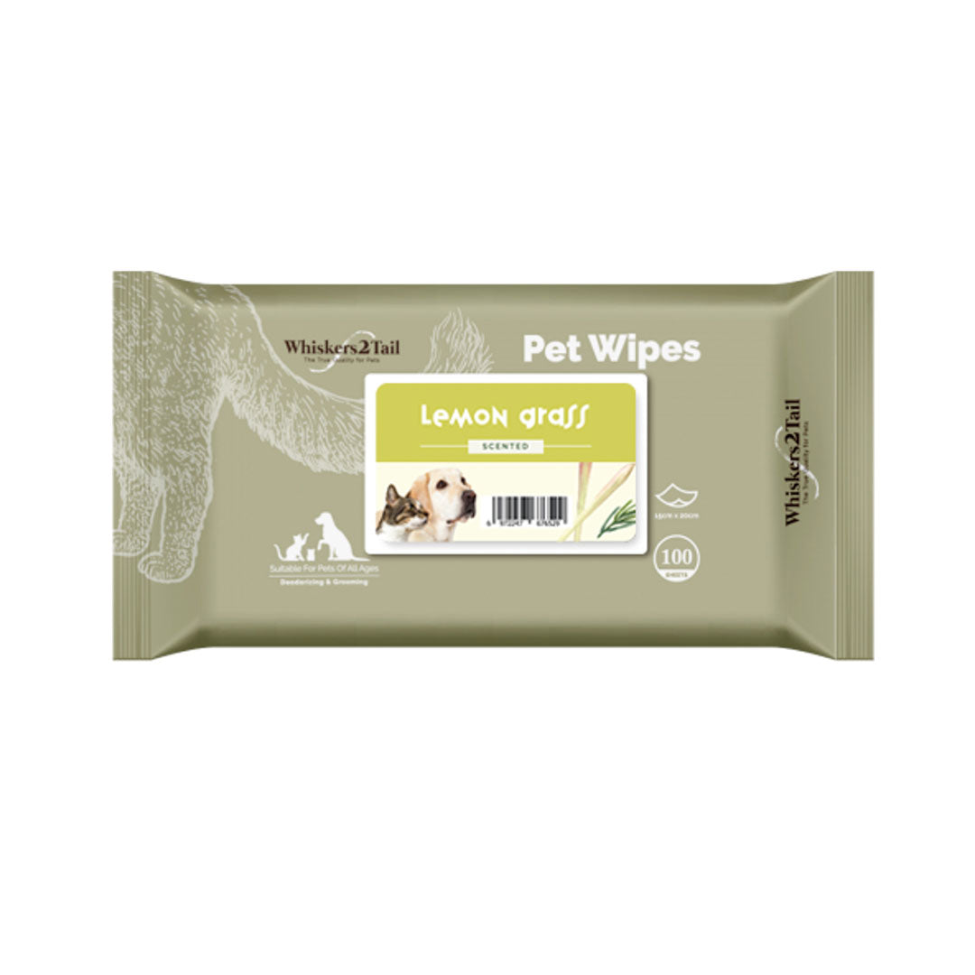 Whiskers2Tail Pet Wipes 100's Lemon Grass-Whiskers2Tail-Catsmart-express