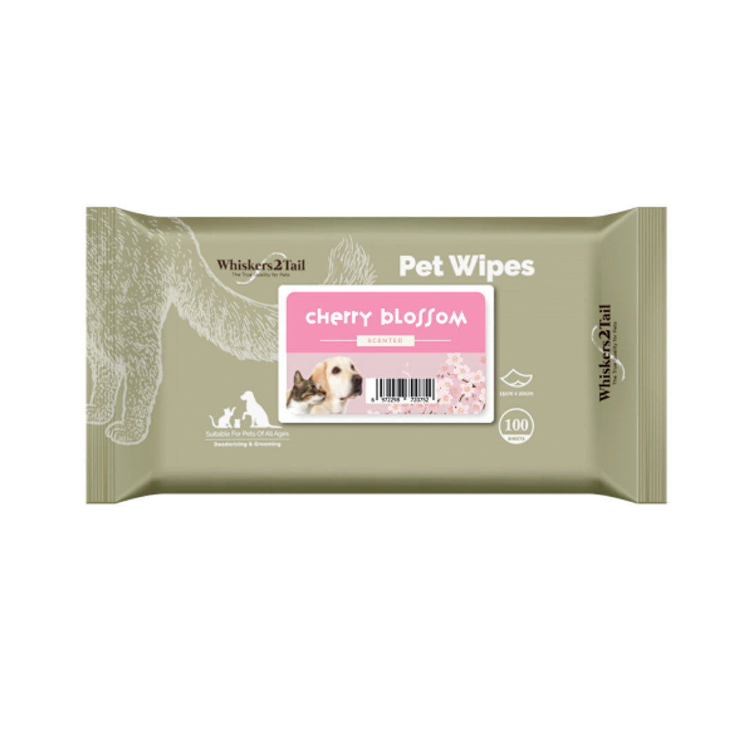 Whiskers2Tail Pet Wipes 100's Cherry Blossom-Whiskers2Tail-Catsmart-express