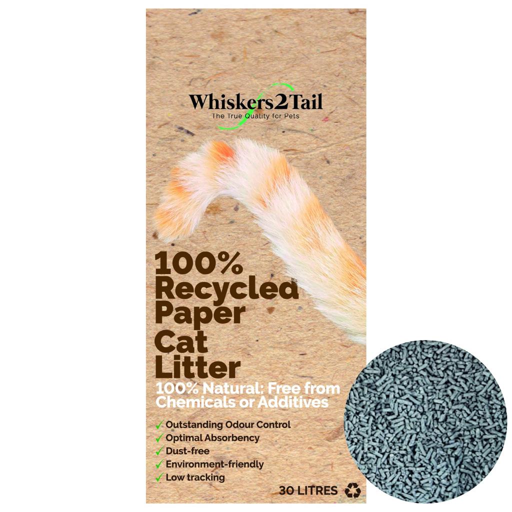 Whiskers2Tail Recycled Paper Cat Litter 30L (2 Packs)-Whiskers2Tail-Catsmart-express
