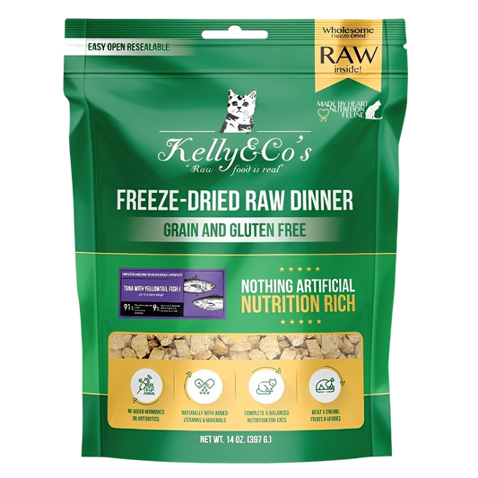 Kelly & Co's Freeze-Dried Raw Dinner Tuna & Yellowtail With Mixed Fruits & Vegetables 397g-Kelly & Co's-Catsmart-express